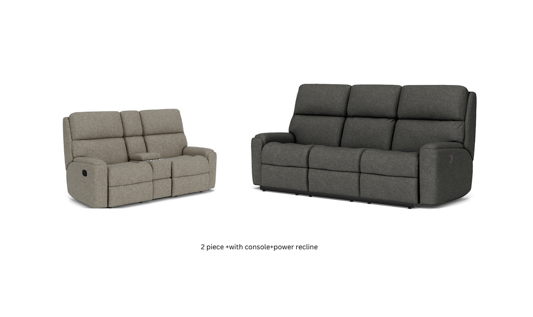 Flexsteel Rio Power Reclining Living Room Set With Power Headrests In Brown
