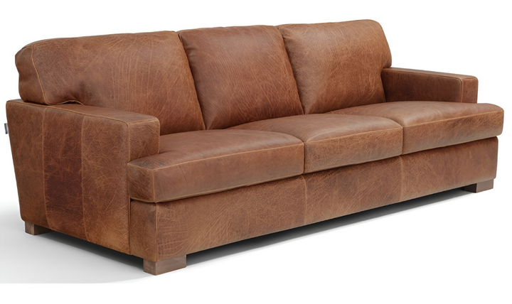 Franco 3-Seater Brown Leather Sofa with T-Type cushions- jennifer furniture