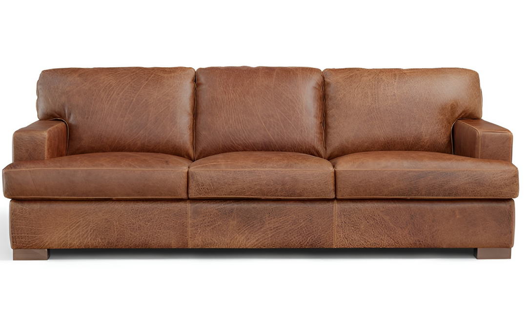 Franco 3-Seater Brown Leather Sofa with T-Type cushions