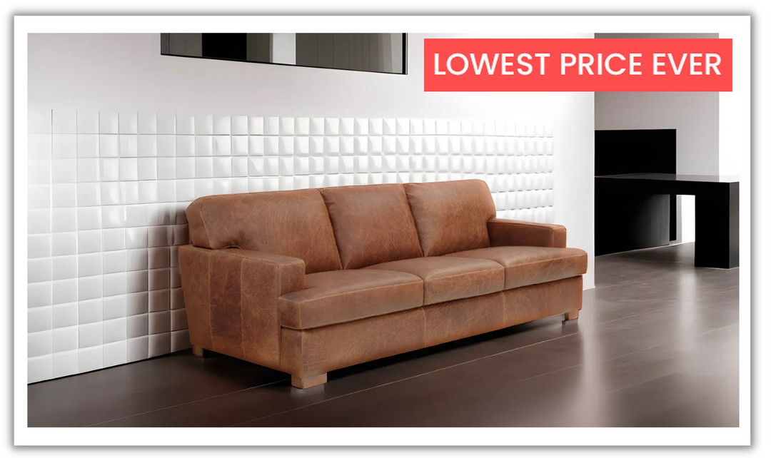 Franco 3-Seater Brown Leather Sofa with T-Type cushions- jennifer furniture