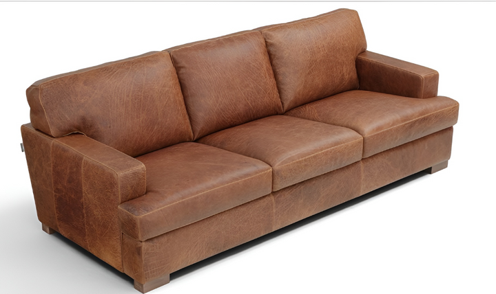 Franco 3-Seater Brown Leather Sofa with T-Type cushions- jennifer furniture