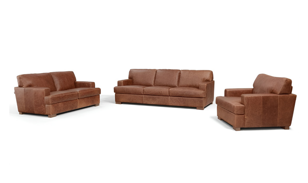 Franco 3-Seater Brown Leather Sofa with T-Type cushions