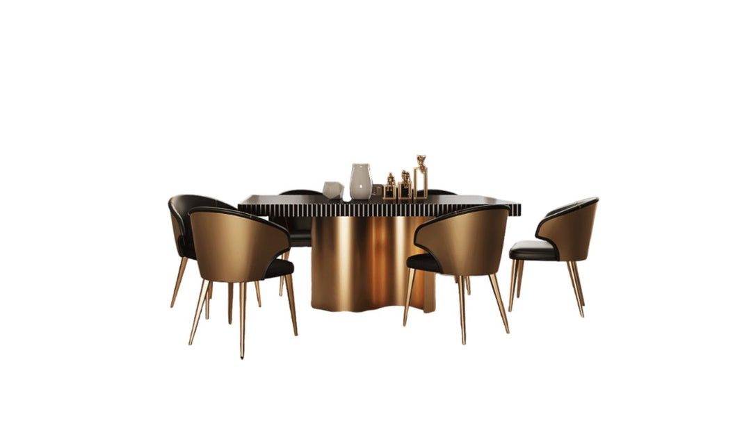 ESF Italia Wave Dark Gray Dining Set (Dining Table + Chairs + China Cabinet + Buffet)