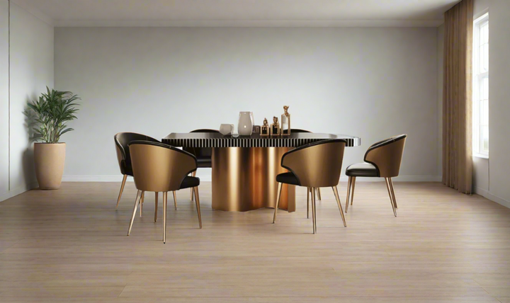 ESF Italia Wave Dark Gray Dining Set (Dining Table + Chairs + China Cabinet + Buffet)