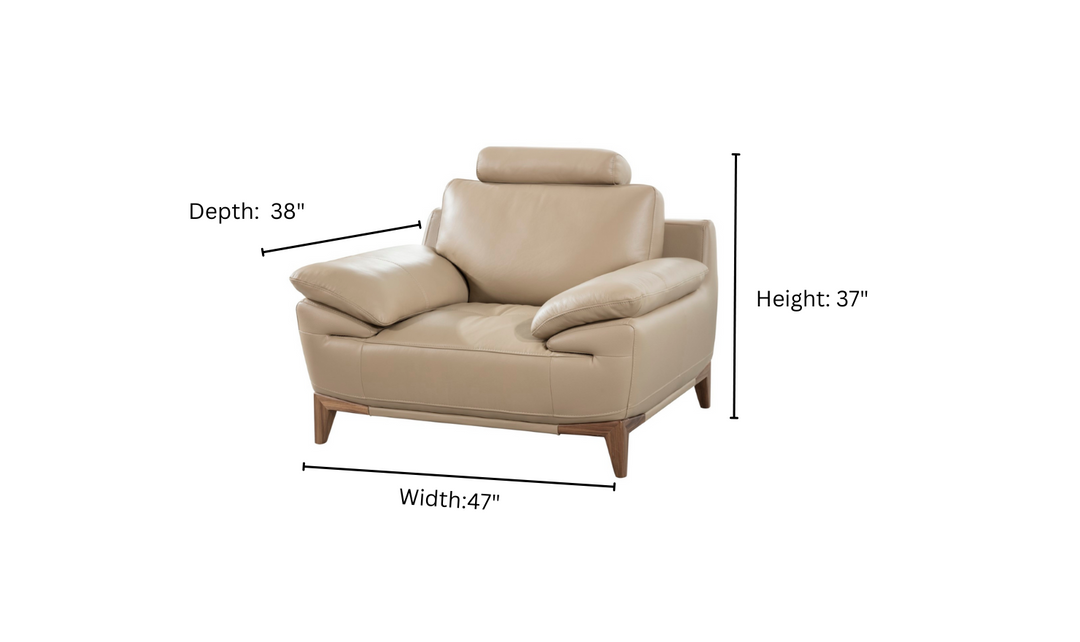 Gio Italia Galina Leather Living Room Set with Adjustable Headrests