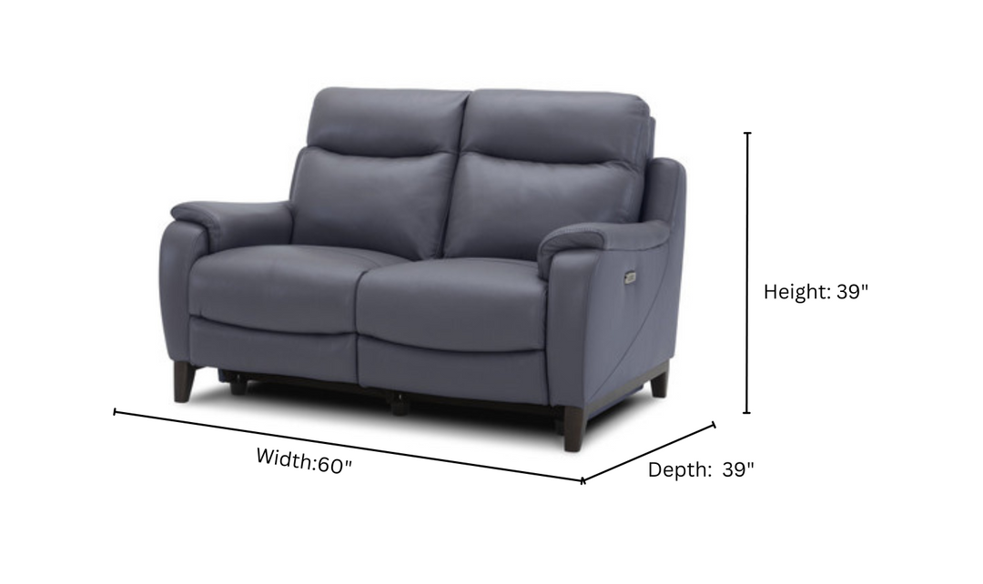 Gio Italia Leonard Dual Power Reclining Leather Loveseat with USB Port