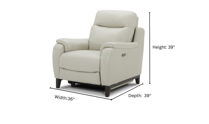 Gio Italia Leonard Dual Power Leather Recliner Chair in Gray