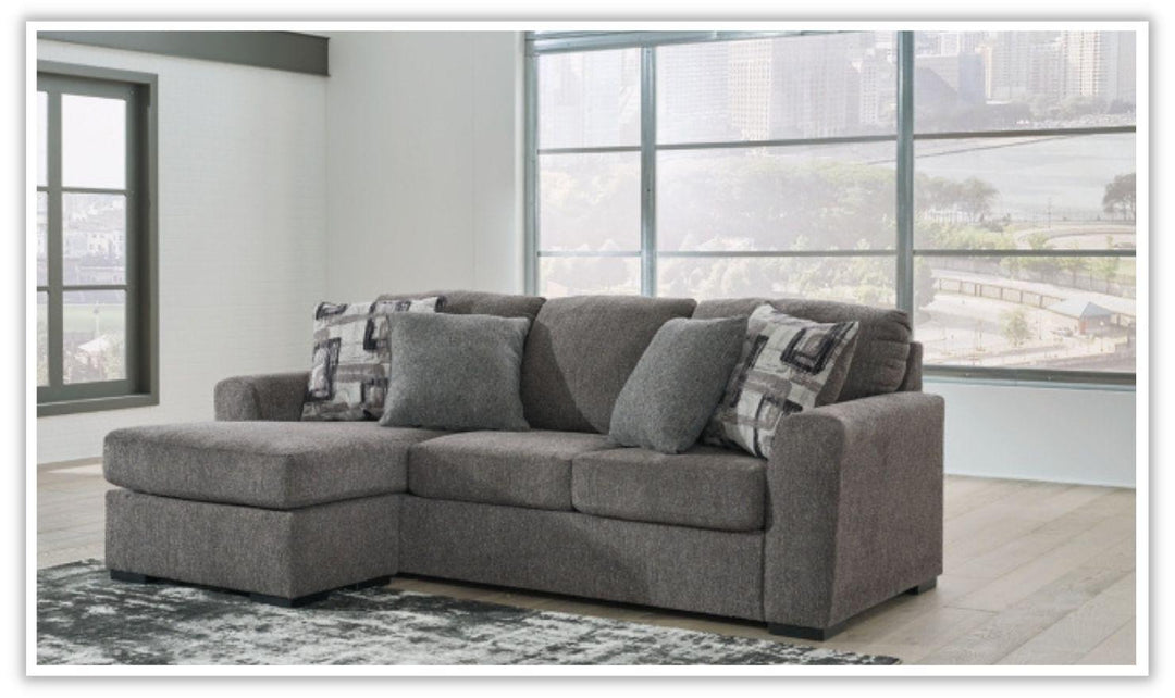 Gardiner Gray Fabric Sofa Chaise with Cushioned Arms
