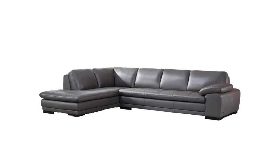Gio Italia Block 4-Seater Leather Sectional Sofa with Chaise