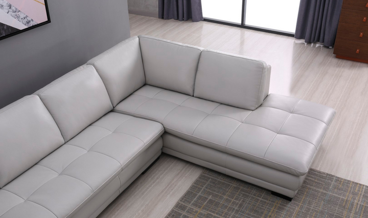 Gio Italia Block 4-Seater Leather Sectional Sofa with Chaise