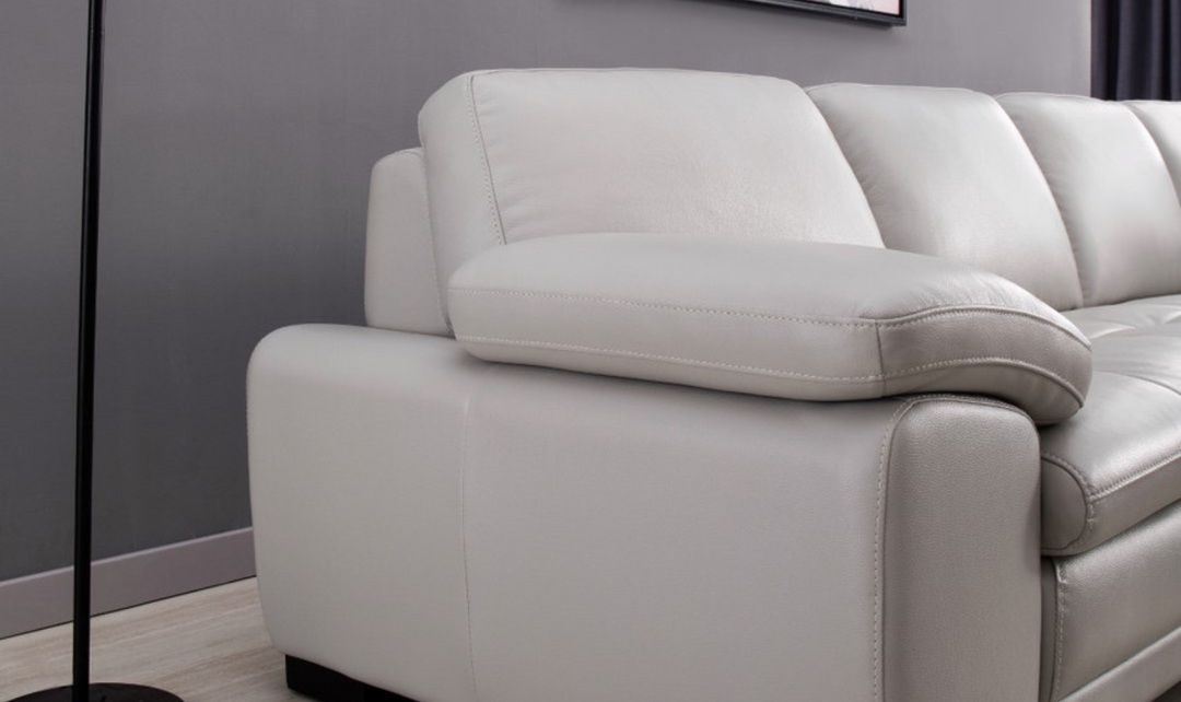 Gio Italia Block 4-Seater Leather Sectional Sofa with Chaise