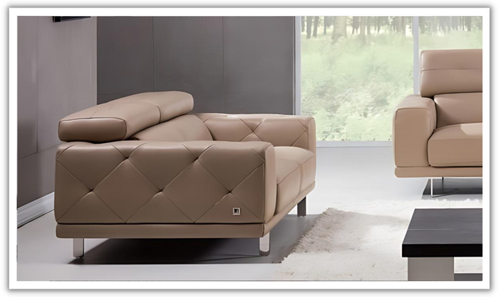 Gio Italia Faby Modern Leather Loveseat with Adjustable Headrest