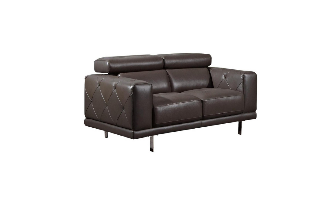 Gio Italia Faby Modern Leather Loveseat with Adjustable Headrest