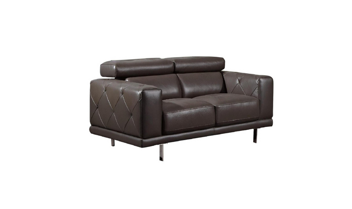 Gio Italia Faby Modern Leather Loveseat with Adjustable Headrest