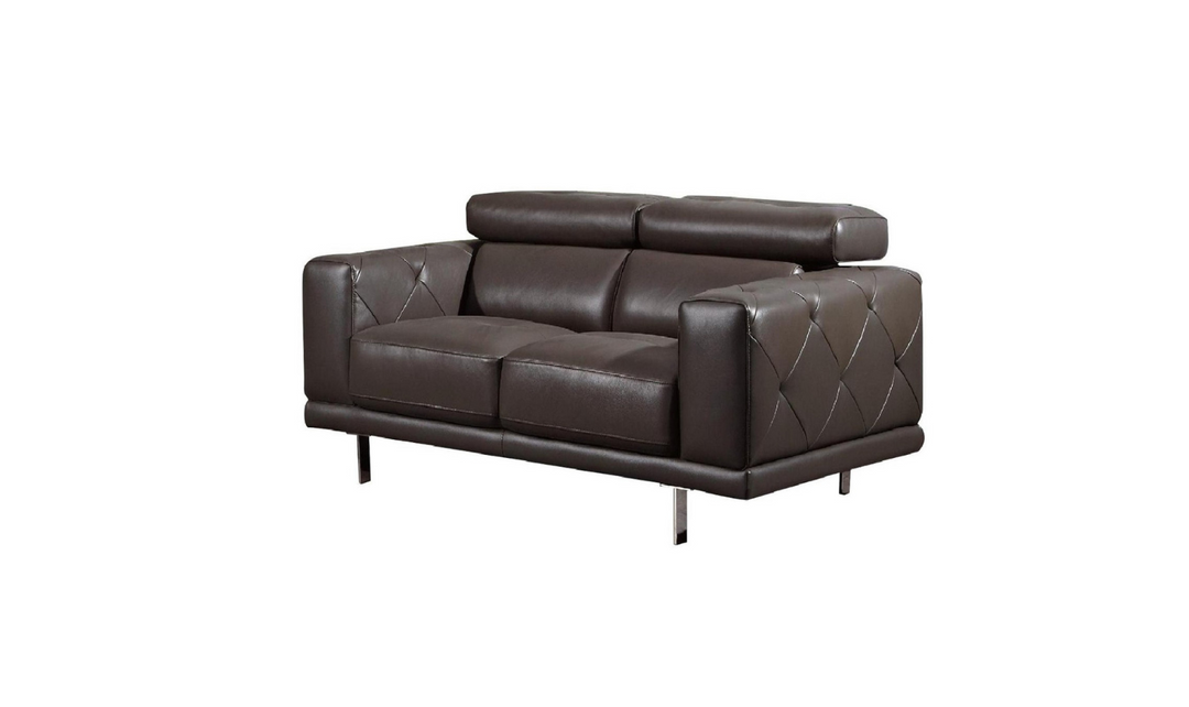 Gio Italia Faby Modern Leather Loveseat with Adjustable Headrest