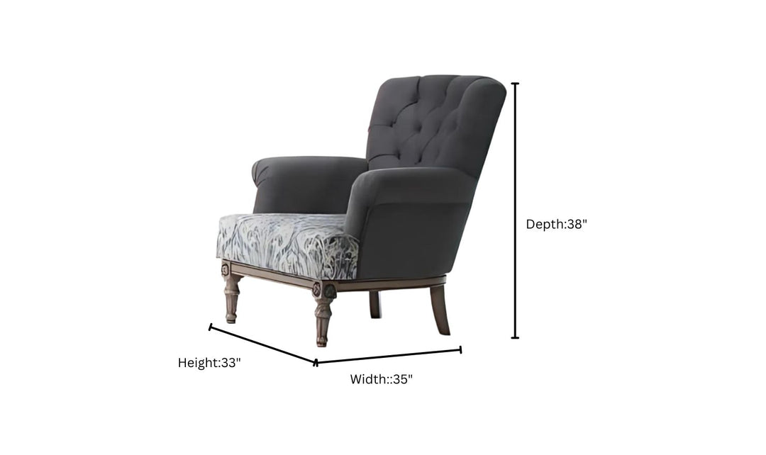 Gio Italia Helios Gray Fabric Chair with Tufted Back