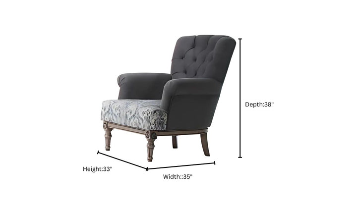 Gio Italia Helios Gray Fabric Chair with Tufted Back