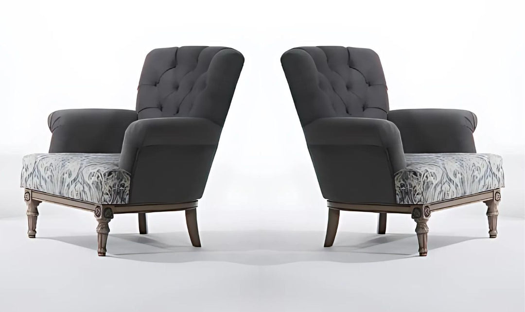 Gio Italia Helios Gray Fabric Chair with Tufted Back