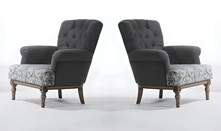 Gio Italia Helios Gray Fabric Chair with Tufted Back