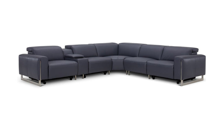 Gio Italia Latitude Hudson 6PC Leather Power Recliner Sectional Sofa