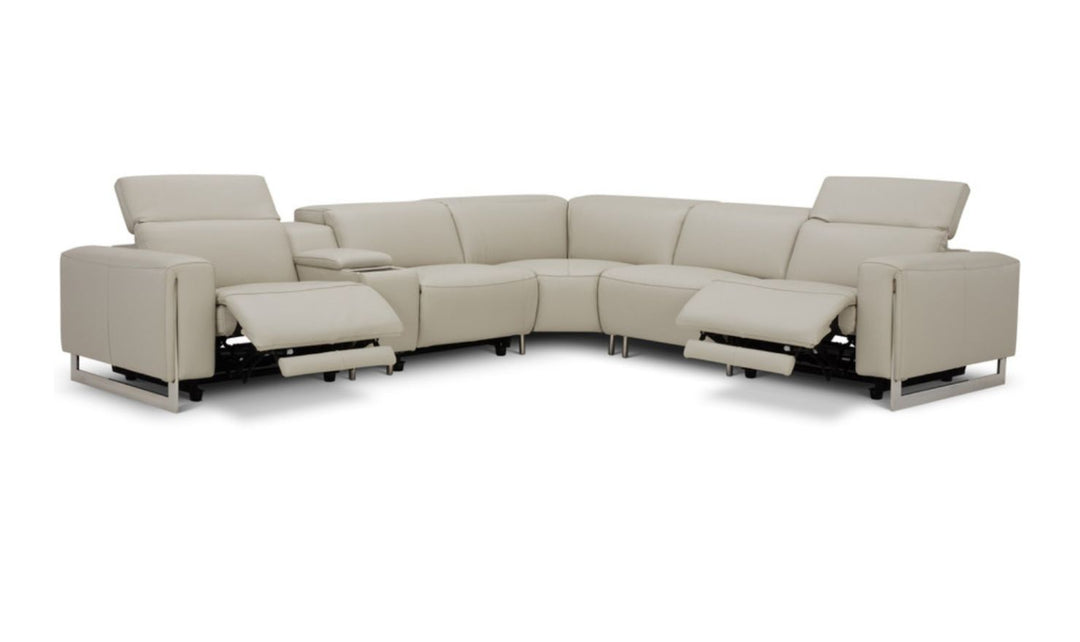 Gio Italia Latitude Hudson 6PC Leather Power Recliner Sectional Sofa