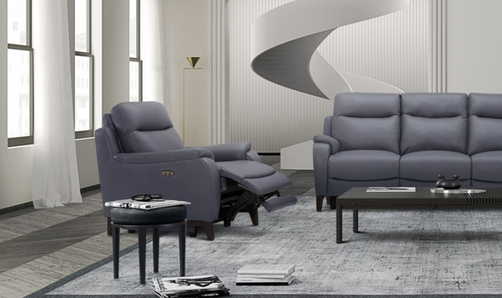 Gio Italia Leonard Dual Power Leather Recliner Chair in Gray