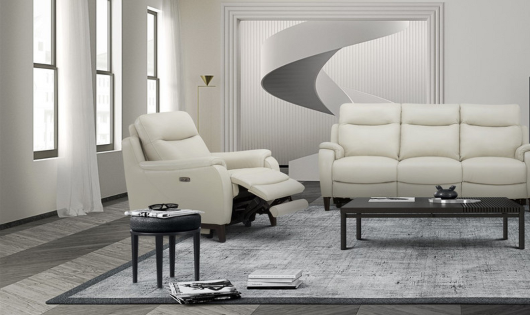 Gio Italia Leonard Dual Power Leather Recliner Chair in Gray