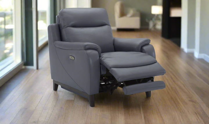Gio Italia Leonard Dual Power Leather Recliner Chair in Gray