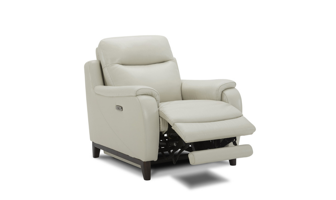 Gio Italia Leonard Dual Power Leather Recliner Chair in Gray