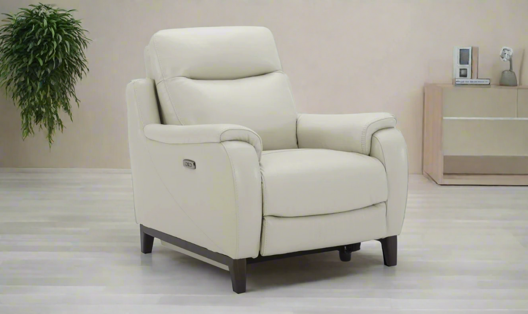 Gio Italia Leonard Dual Power Leather Recliner Chair in Gray