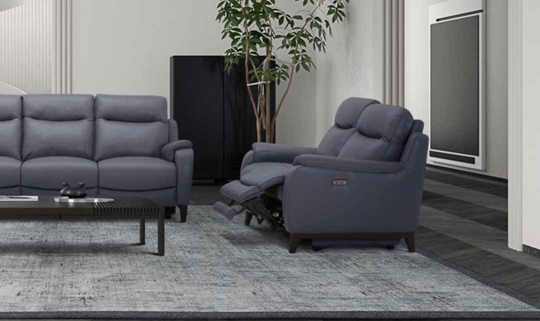 Gio Italia Leonard Dual Power Reclining Leather Loveseat with USB Port