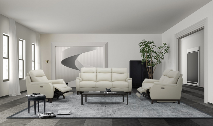 Gio Italia Leonard Dual Power Reclining Leather Loveseat with USB Port