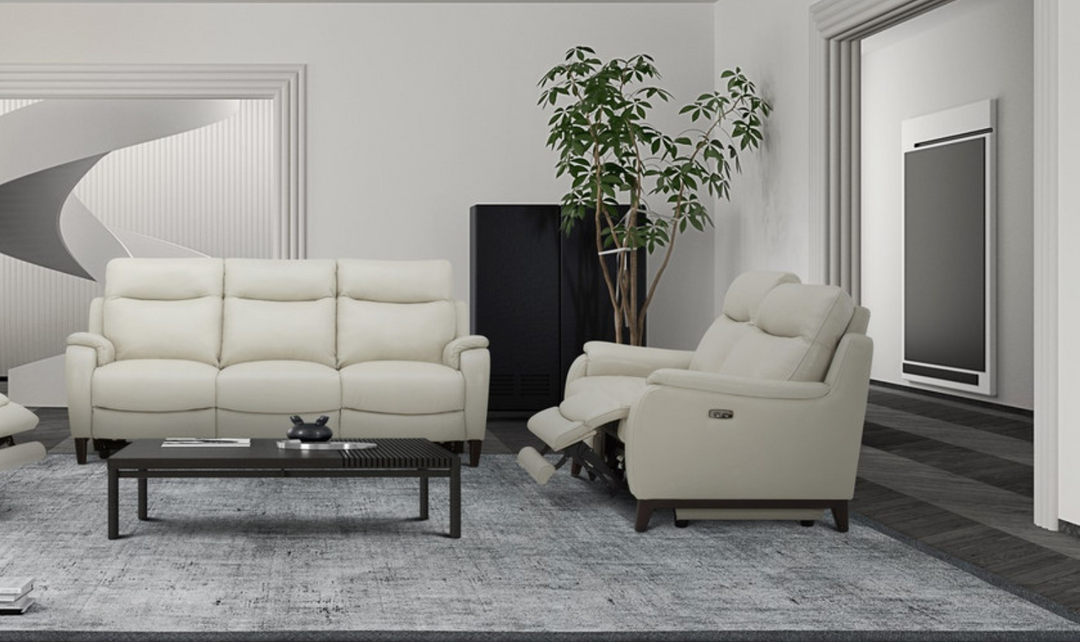 Gio Italia Leonard Dual Power Reclining Leather Loveseat with USB Port