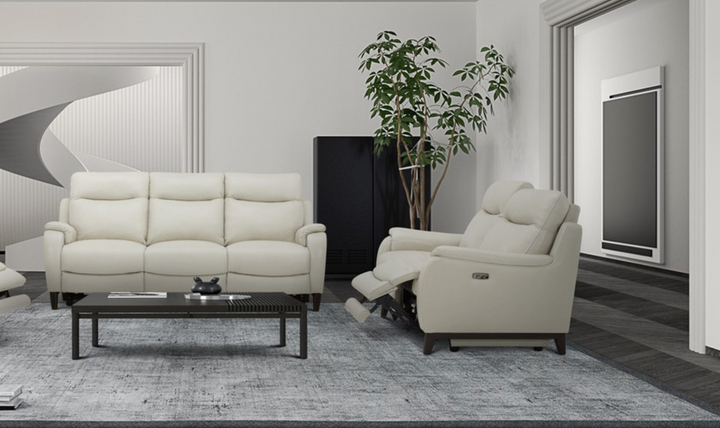 Gio Italia Leonard Dual Power Reclining Leather Loveseat with USB Port