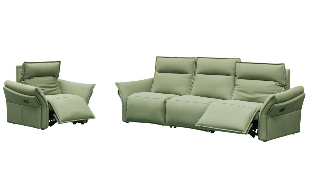 Klaussner Vittoria 3-Seater Leather Power Reclining Sofa in Green