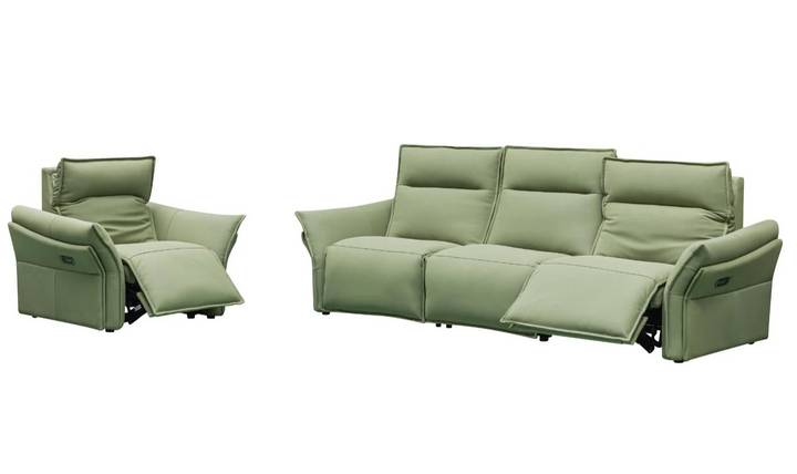 Klaussner Vittoria 3-Seater Leather Power Reclining Sofa in Green