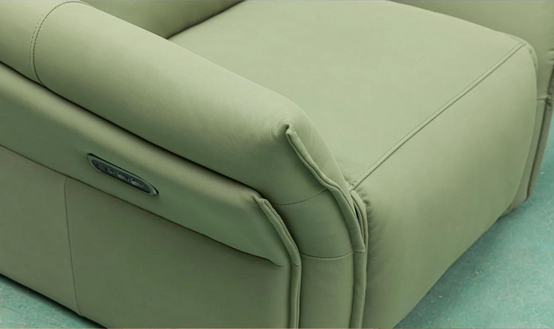 Klaussner Vittoria 3-Seater Leather Power Reclining Sofa in Green