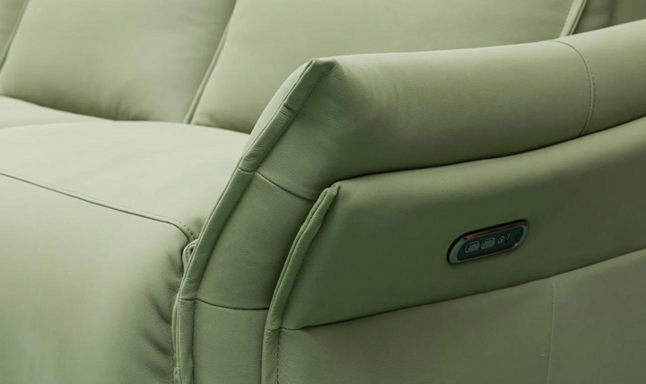 Klaussner Vittoria 3-Seater Leather Power Reclining Sofa in Green