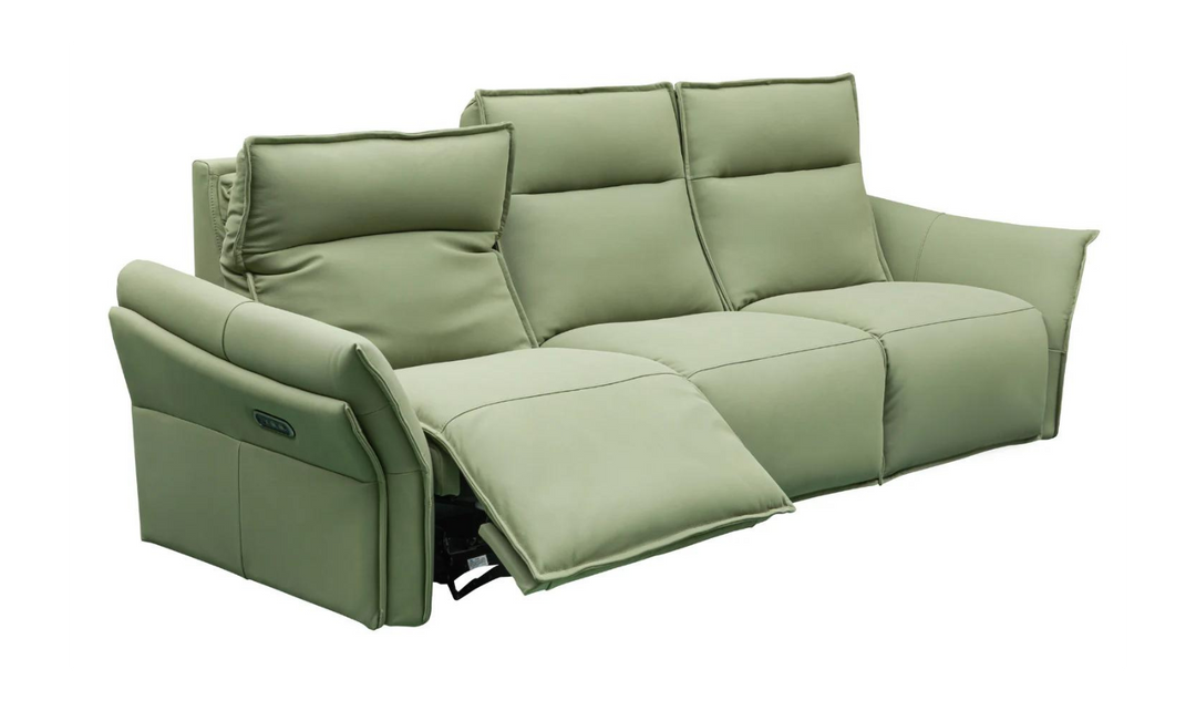 Klaussner Vittoria 3-Seater Leather Power Reclining Sofa in Green