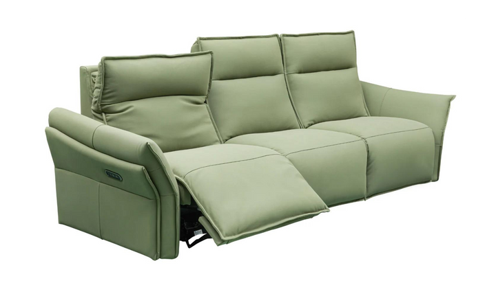 Klaussner Vittoria 3-Seater Leather Power Reclining Sofa in Green