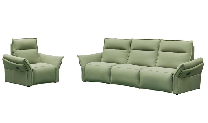 Klaussner Vittoria 3-Seater Leather Power Reclining Sofa in Green