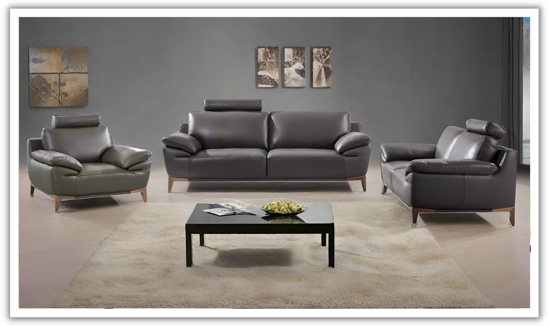 Gio Italia Galina Leather Living Room Set with Adjustable Headrests