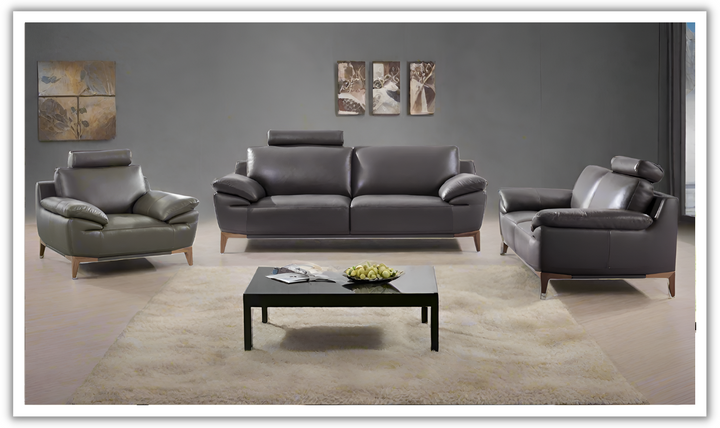 Gio Italia Galina Leather Living Room Set with Adjustable Headrests