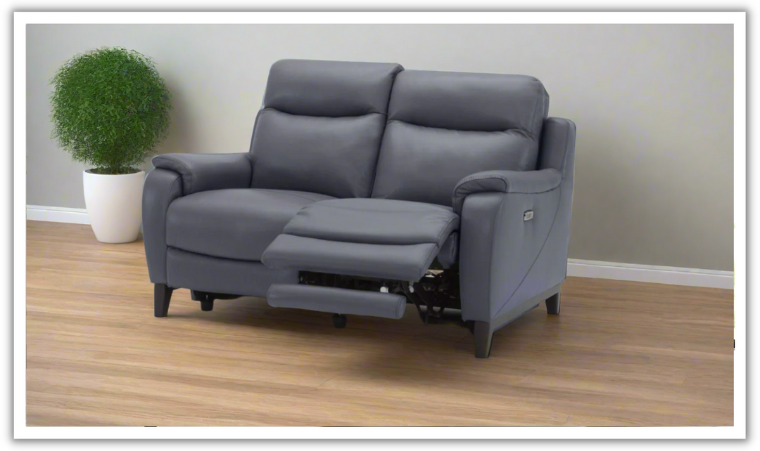 Gio Italia Leonard Dual Power Reclining Leather Loveseat with USB Port