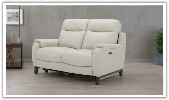 Gio Italia Leonard Dual Power Reclining Leather Loveseat with USB Port