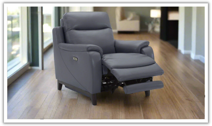 Gio Italia Leonard Dual Power Leather Recliner Chair in Gray