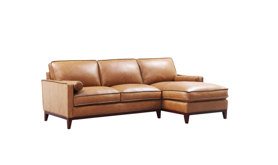 Gio Italia Harper 3-Seater Tan Leather Sectional Chaise