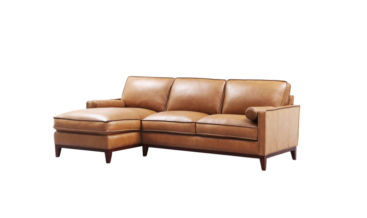 Gio Italia Harper 3-Seater Tan Leather Sectional Chaise