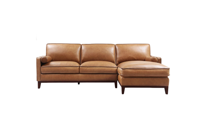 Gio Italia Harper 3-Seater Tan Leather Sectional Chaise
