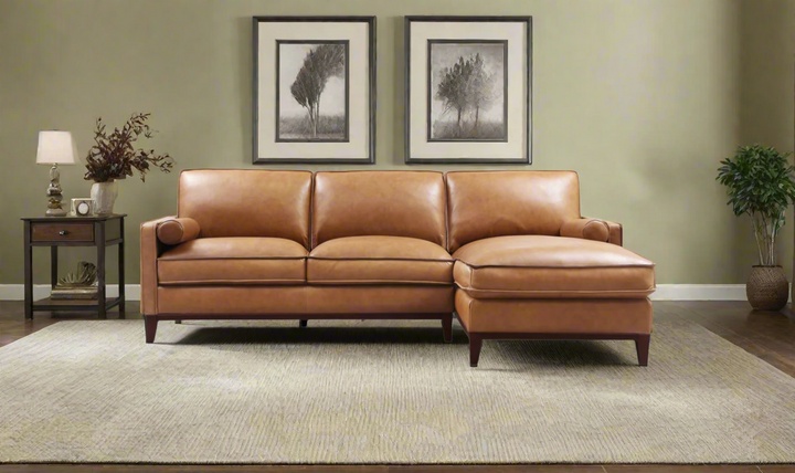 Gio Italia Harper 3-Seater Tan Leather Sectional Chaise-jenniferfurniture.com